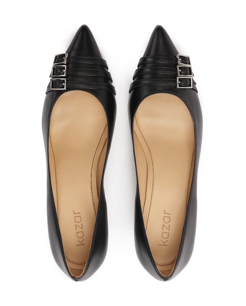 Kazar-Black-low-heeled-pumps-decorated-with-stripes-čierna