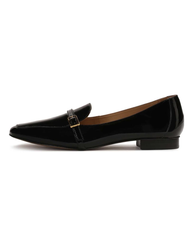 Kazar-Patent-leather-flat-heeled-pumps-černá