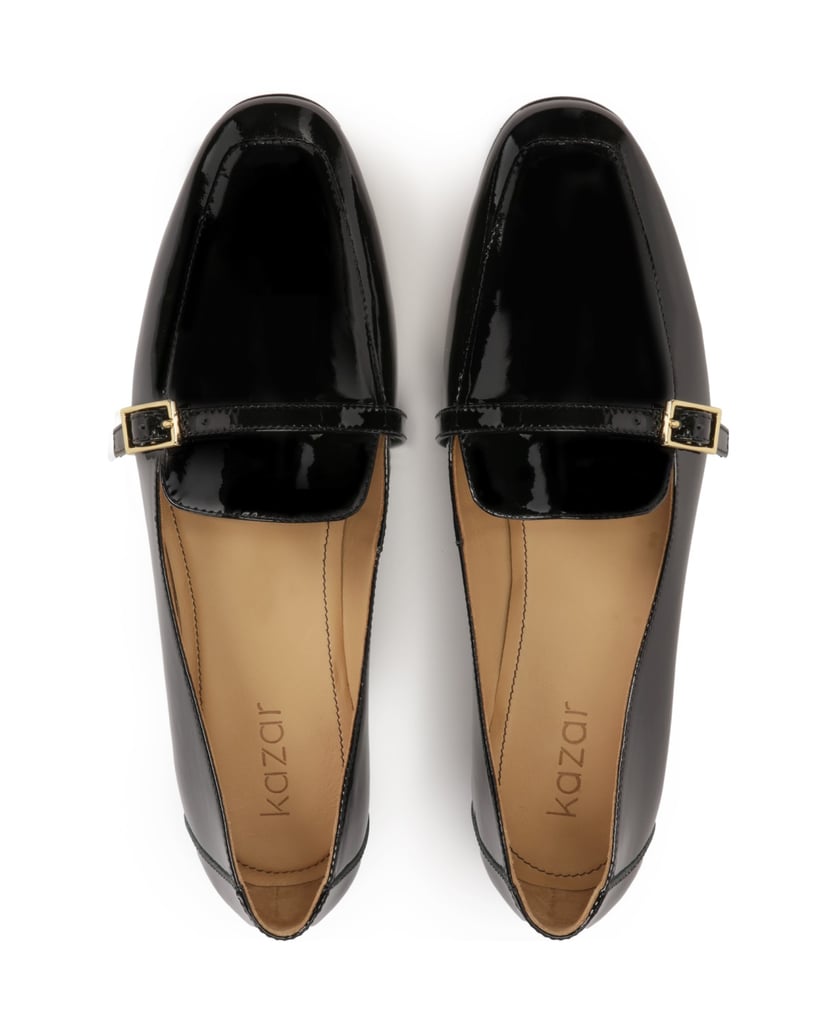 Kazar-Patent-leather-flat-heeled-pumps-černá