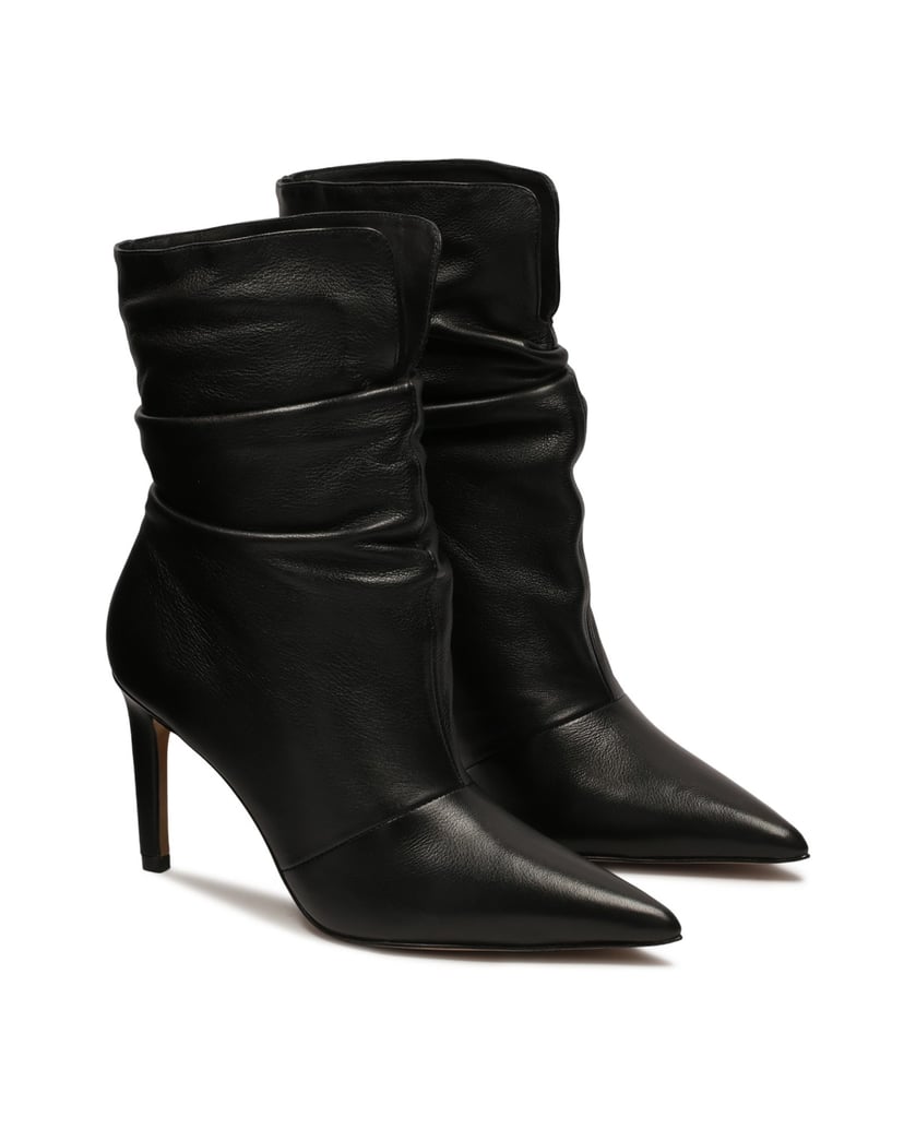 Kazar-Lederstiefel-mit-geknittertem-Schaft-schwarz