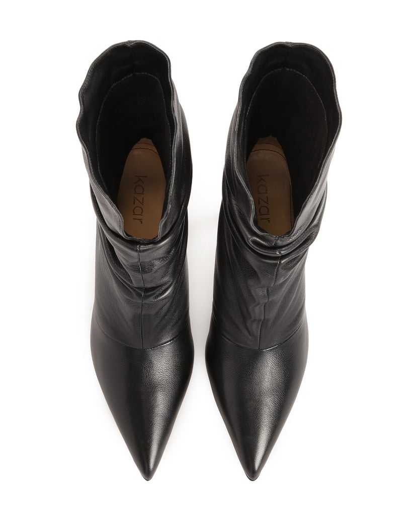 Kazar-Lederstiefel-mit-geknittertem-Schaft-schwarz