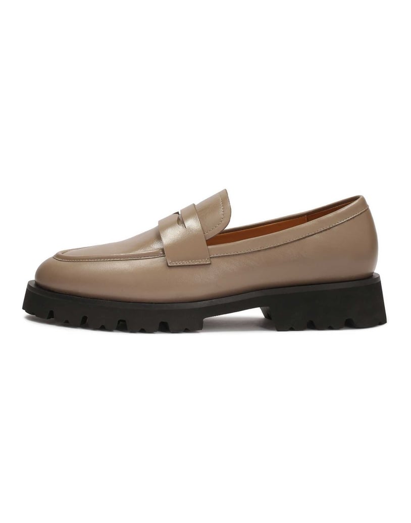 Kazar-Taupe-leather-loafers-with-contrasting-sole-tmavošedá