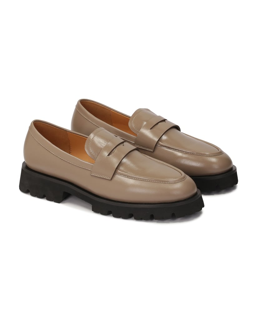 Kazar-Taupe-leather-loafers-with-contrasting-sole-tmavošedá