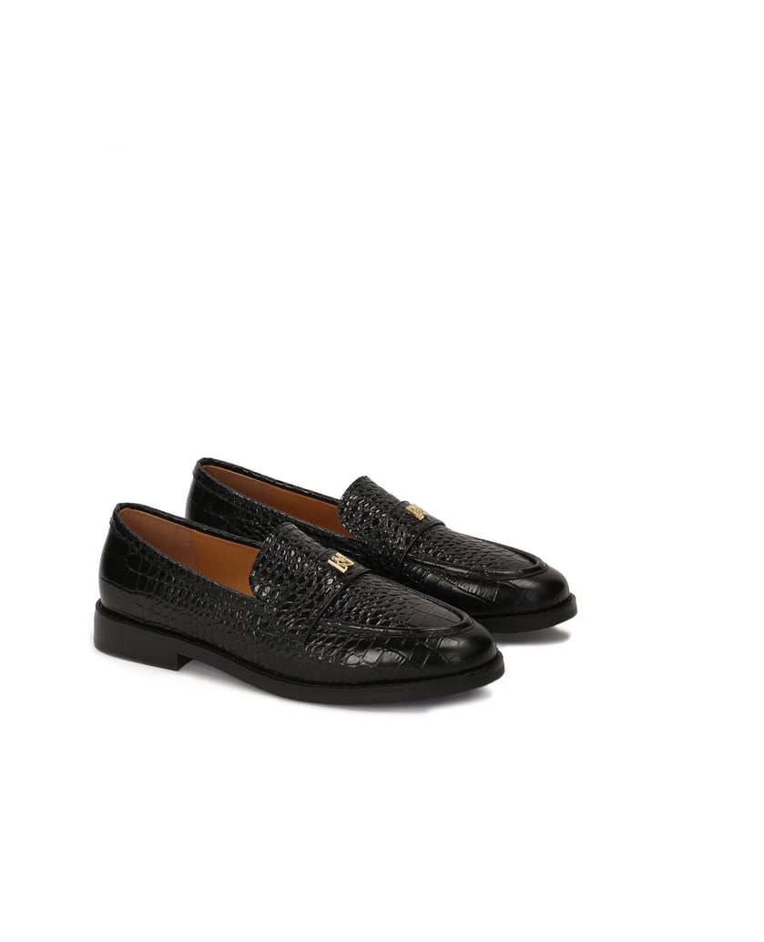 Kazar-Black-classic-embossed-leather-loafers-černá