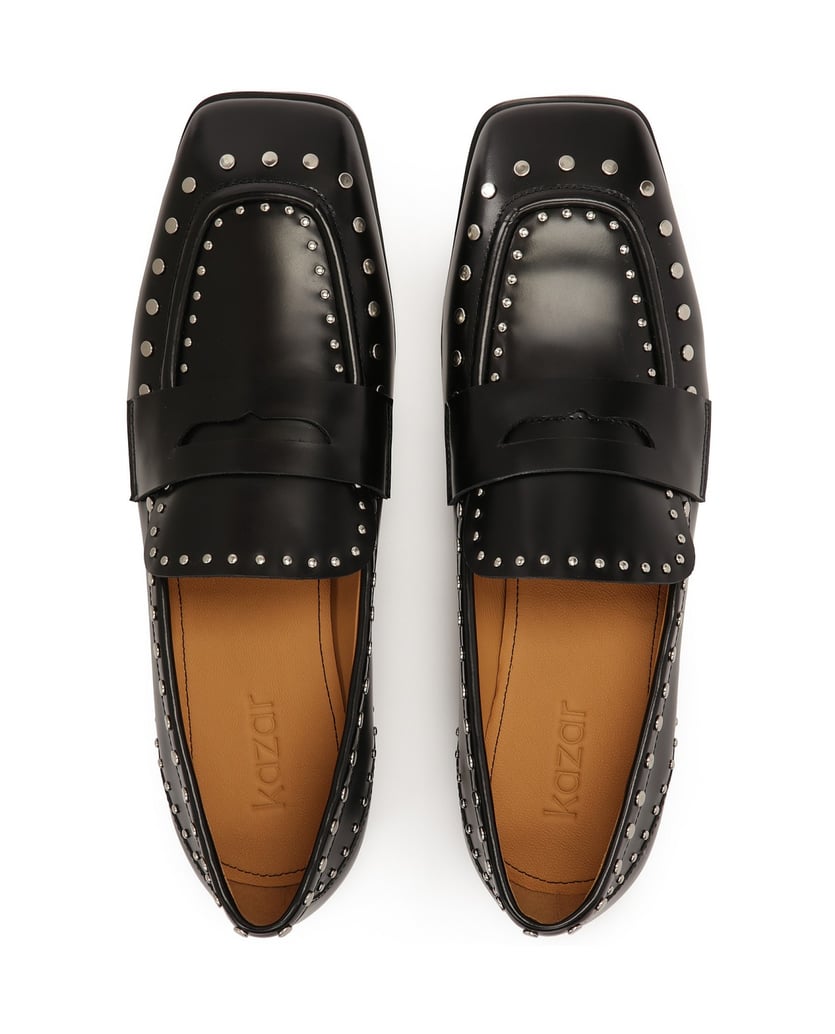 Kazar-Schwarze-Slipper-mit-silbernen-Metallnie-schwarz