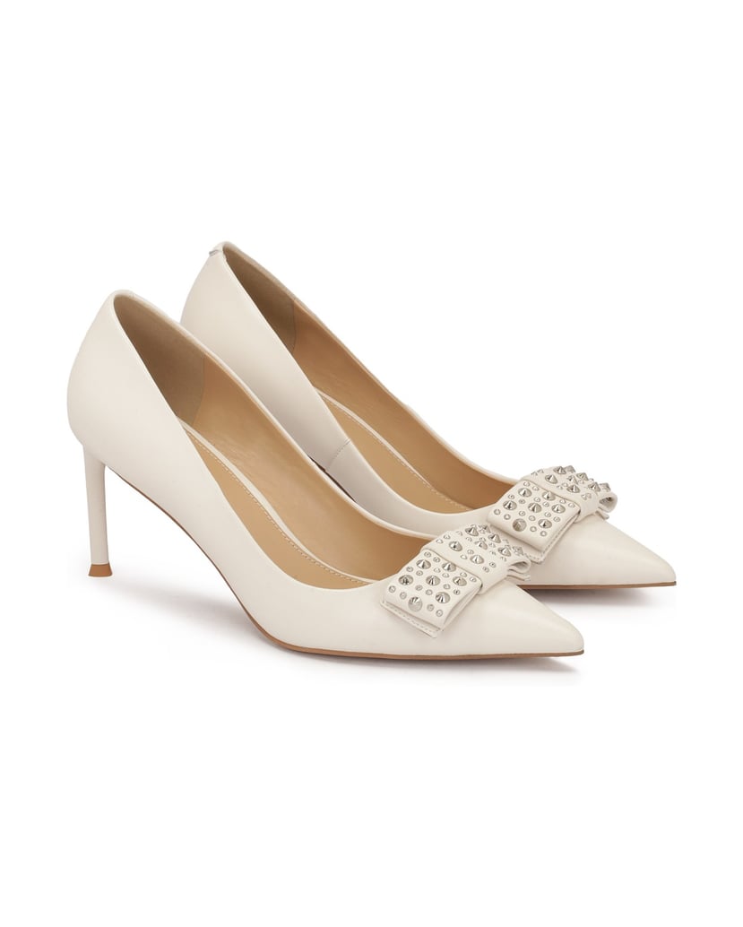 Kazar-Cream-rhinestone-bow-pumps-bílá
