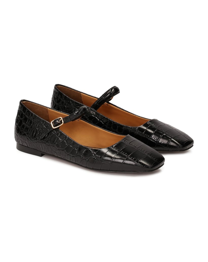 Kazar-Stamped-leather-flat-sole-pumps-čierna