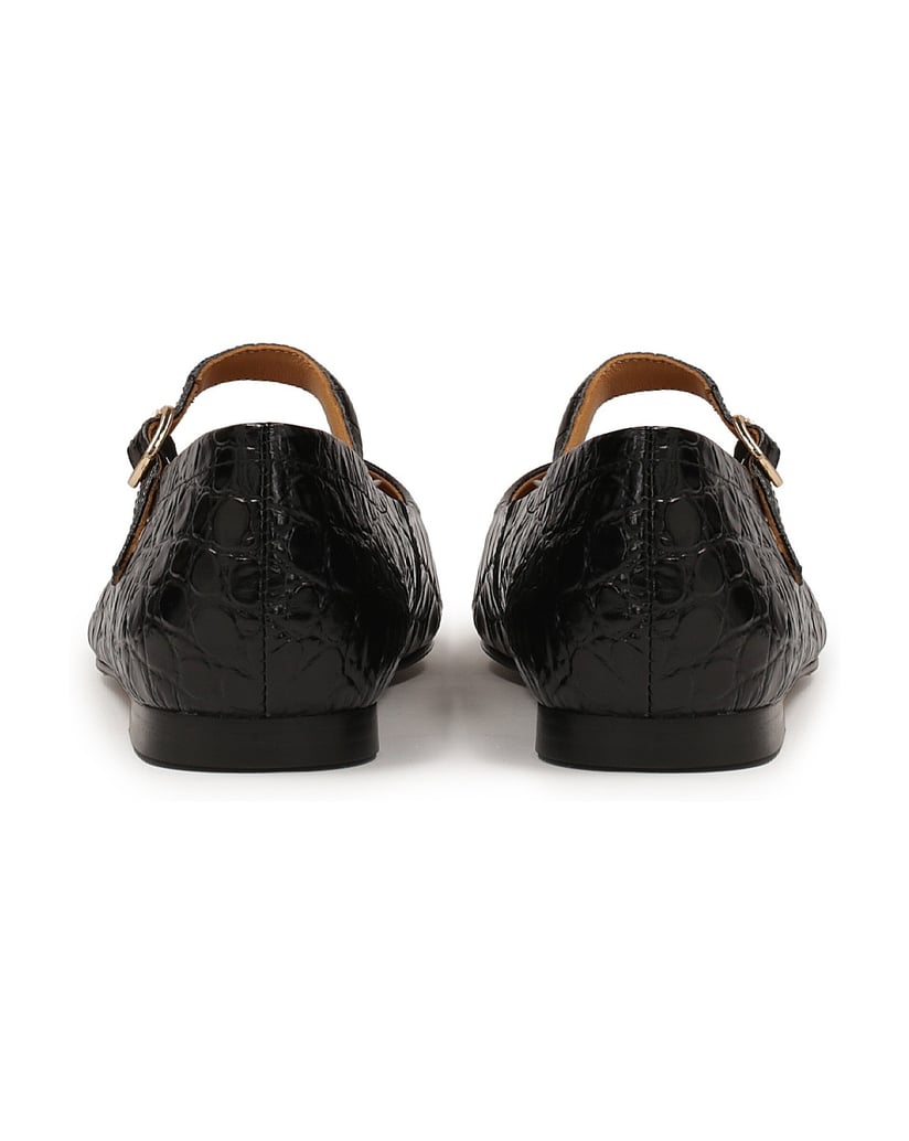 Kazar-Stamped-leather-flat-sole-pumps-čierna