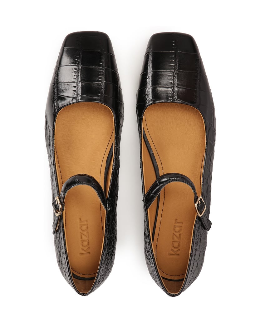 Kazar-Stamped-leather-flat-sole-pumps-čierna