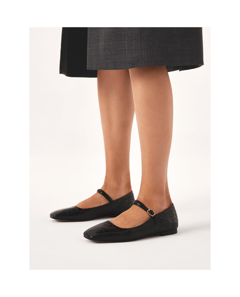 Kazar-Stamped-leather-flat-sole-pumps-čierna