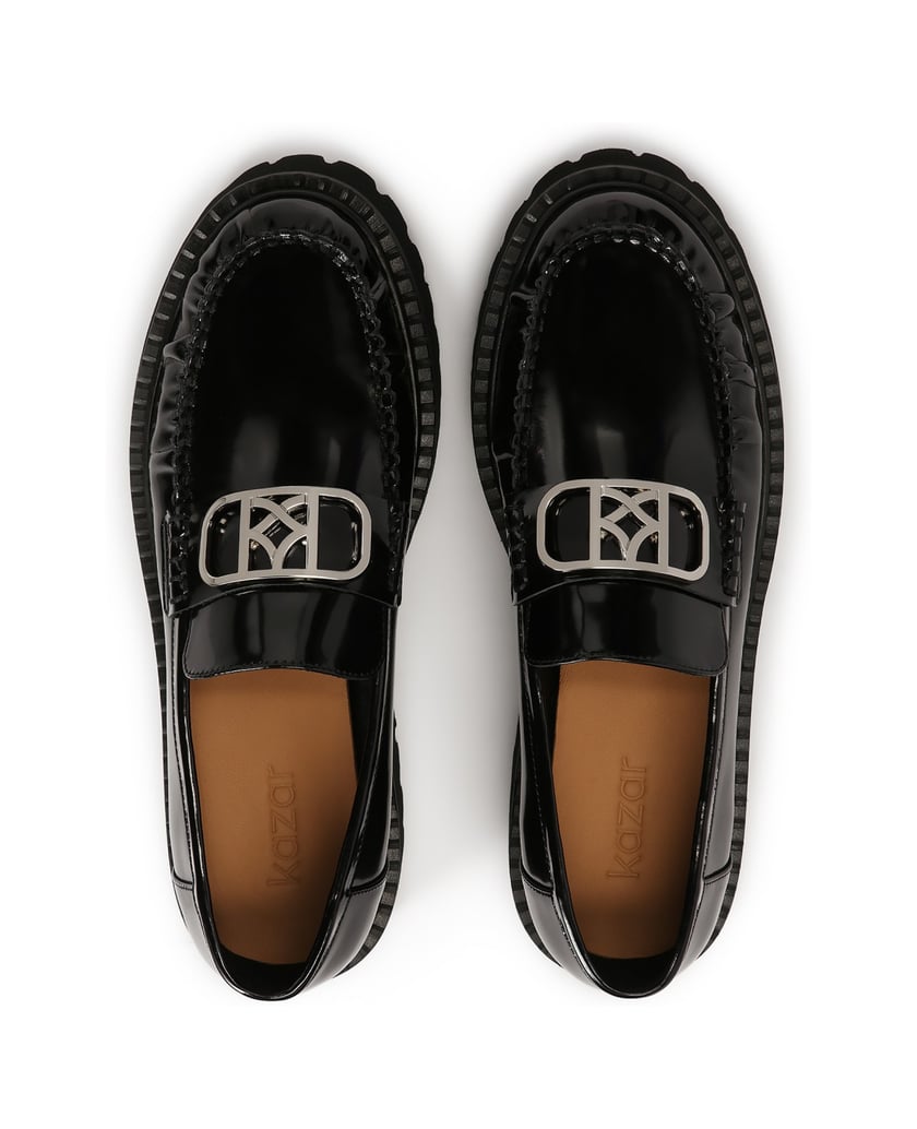 Kazar-Loafers-mit-klobiger-Sohle-und-geknitter-schwarz