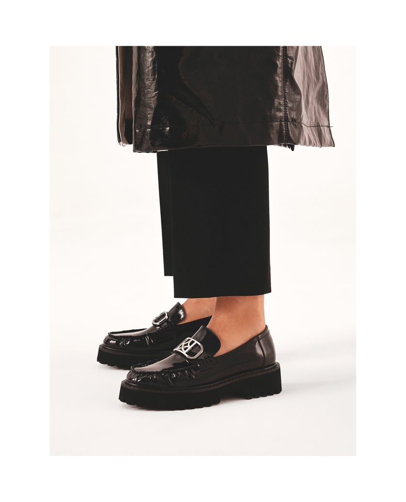 Kazar-Loafers-mit-klobiger-Sohle-und-geknitter-schwarz