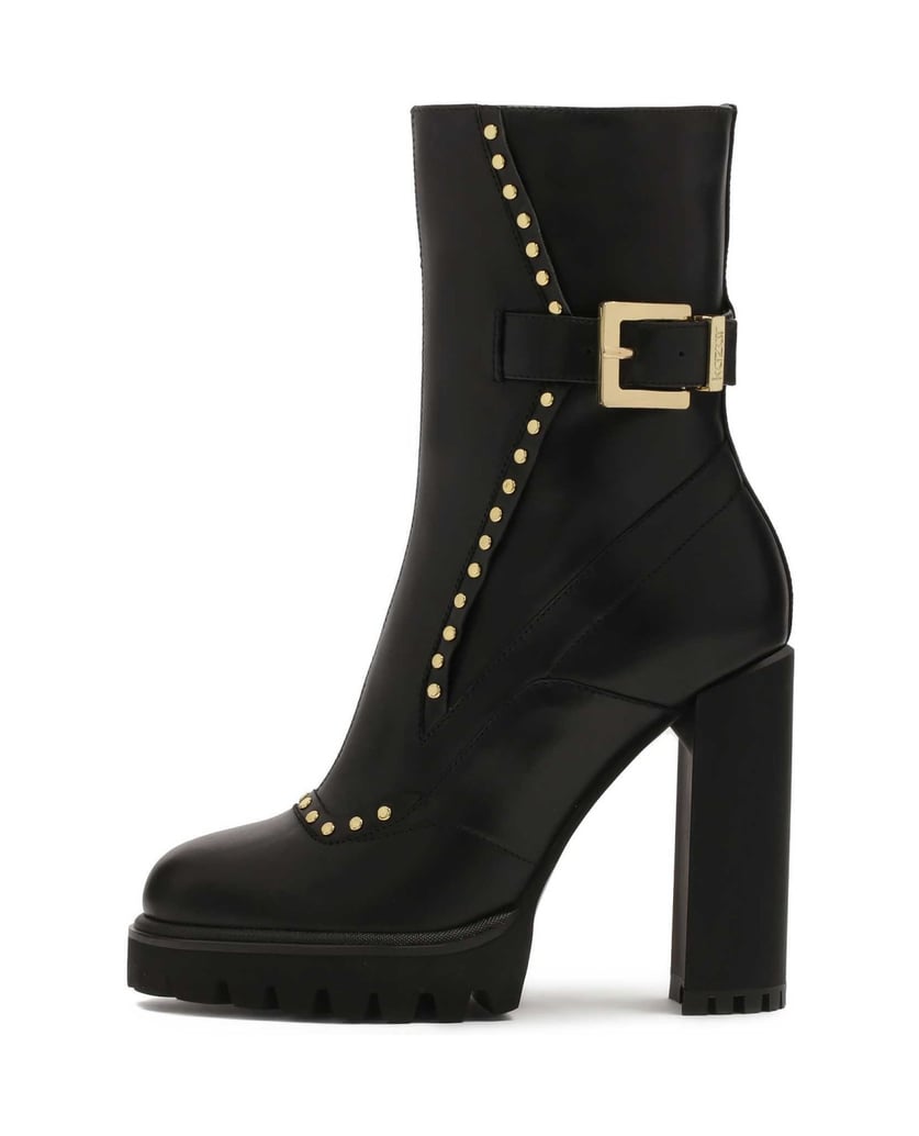 Kazar-Schwarze-Stiefel-mit-runden-Goldnieten-schwarz