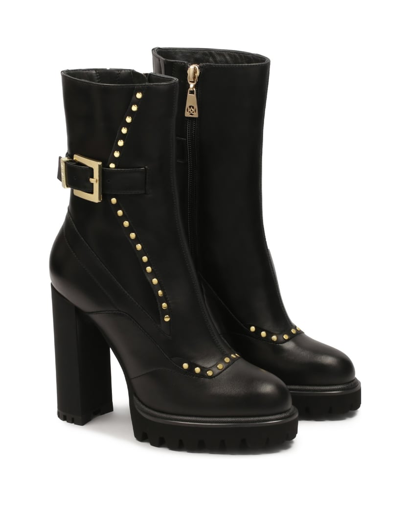 Kazar-Schwarze-Stiefel-mit-runden-Goldnieten-schwarz