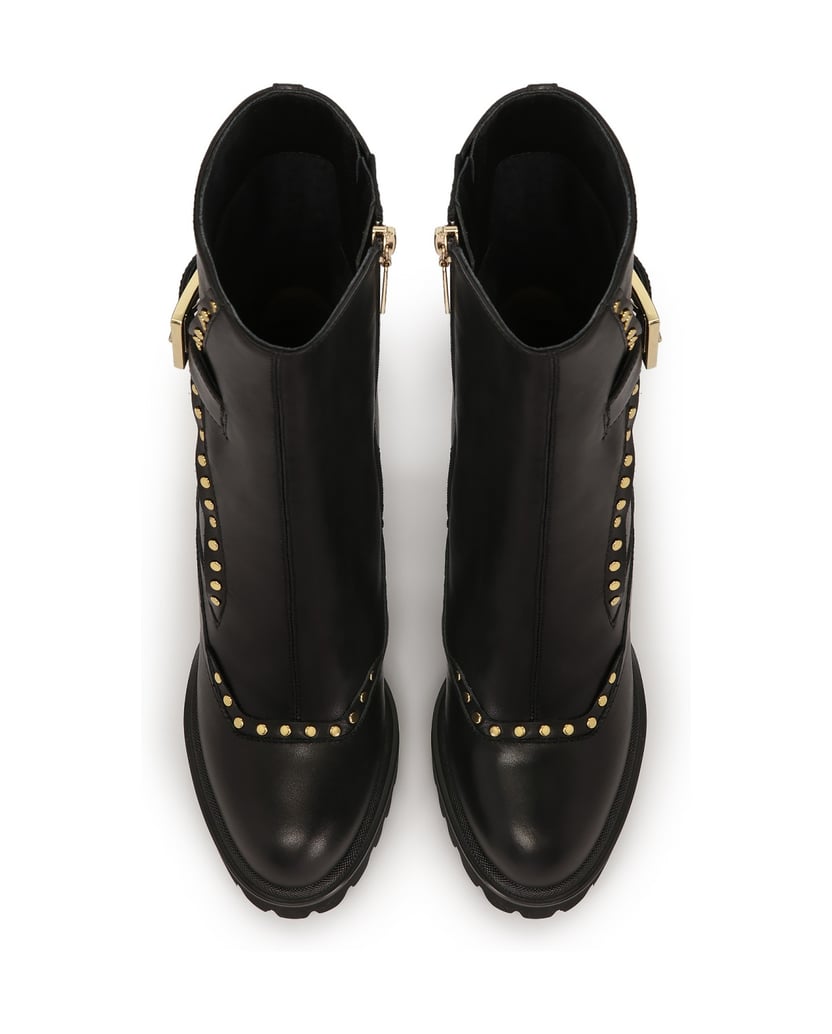 Kazar-Schwarze-Stiefel-mit-runden-Goldnieten-schwarz