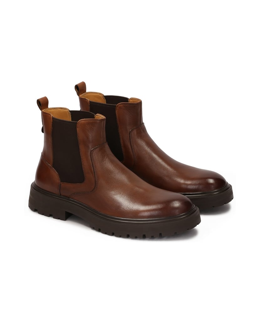 Kazar-Brown-Chelsea-boots-on-a-trefoil-sole-hnedá