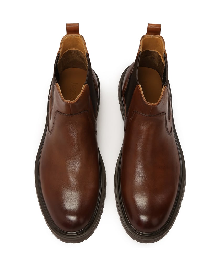 Kazar-Brown-Chelsea-boots-on-a-trefoil-sole-hnedá