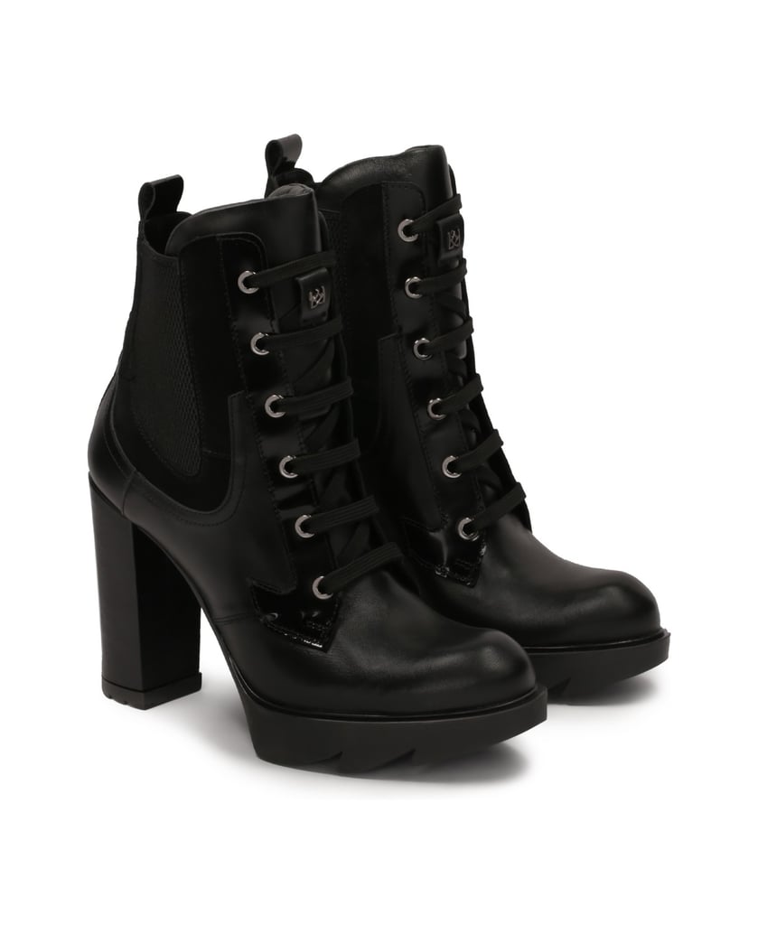 Kazar-Schnürstiefel-mit-Absatz-und-Plateau-schwarz