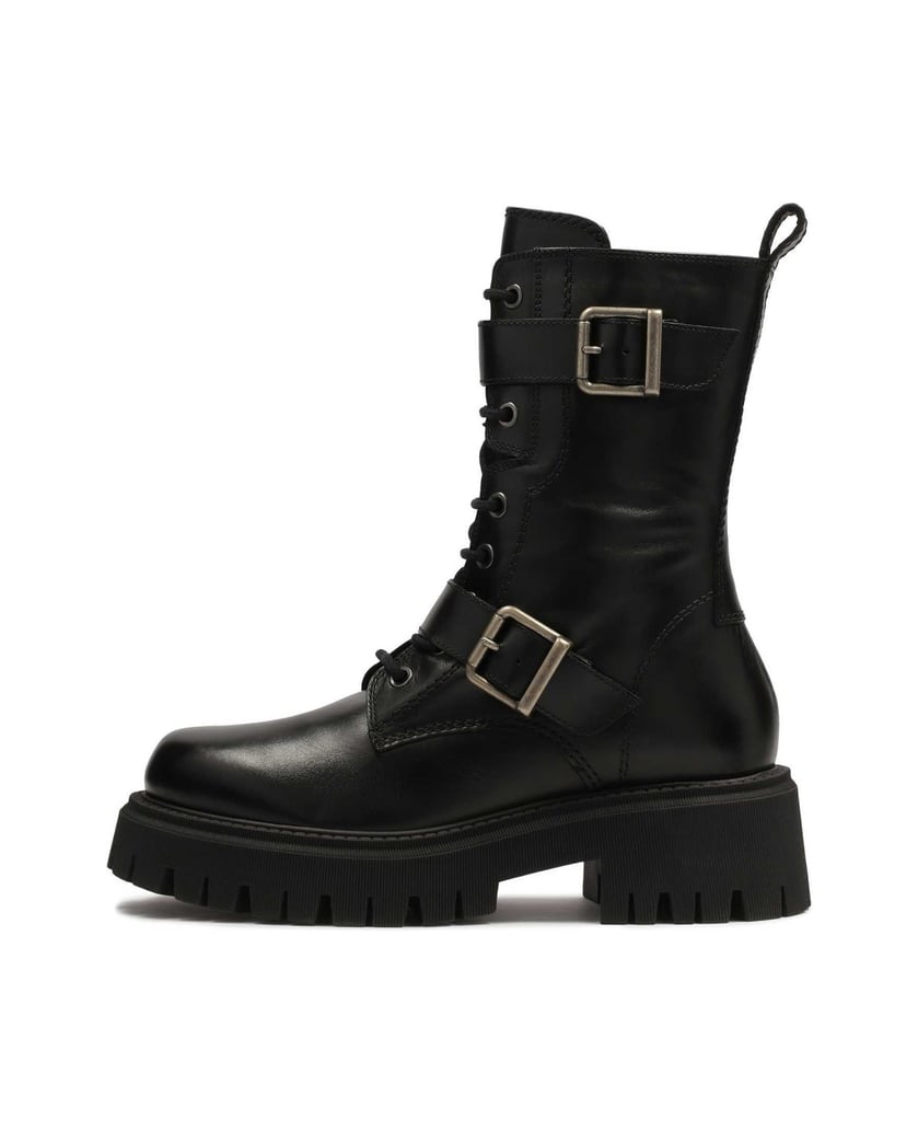 Kazar-High-boots-decorated-with-straps-with-buckles-černá
