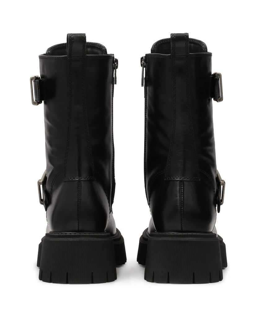 Kazar-High-boots-decorated-with-straps-with-buckles-černá