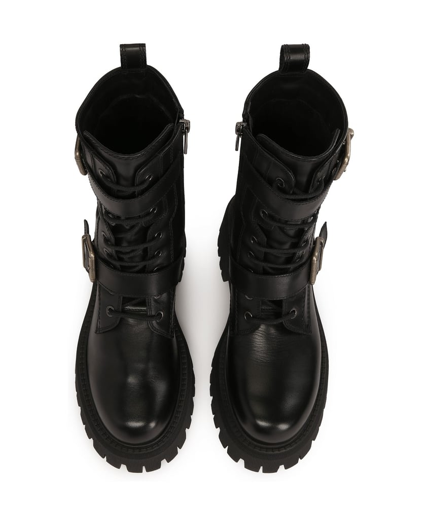 Kazar-High-boots-decorated-with-straps-with-buckles-černá