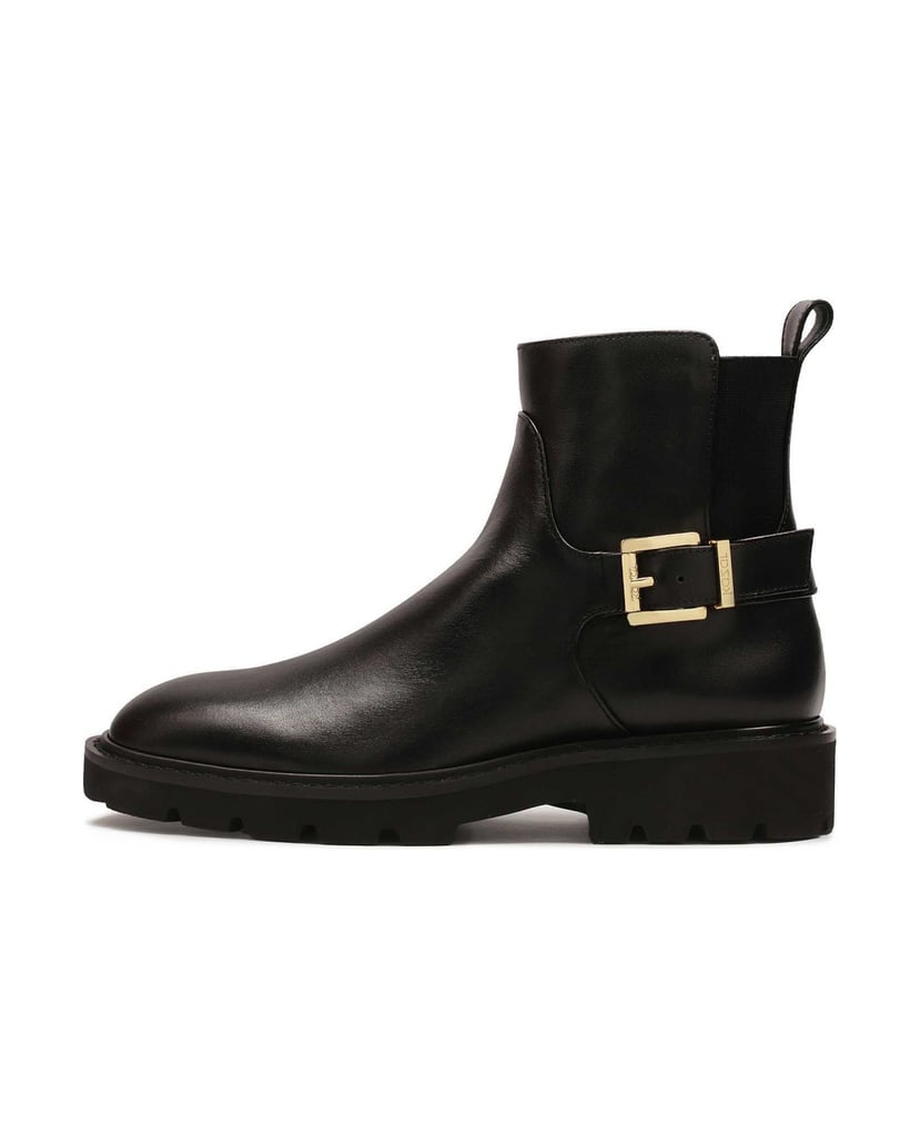 Kazar-Klassischer-Lederstiefel-mit-flacher-Soh-schwarz