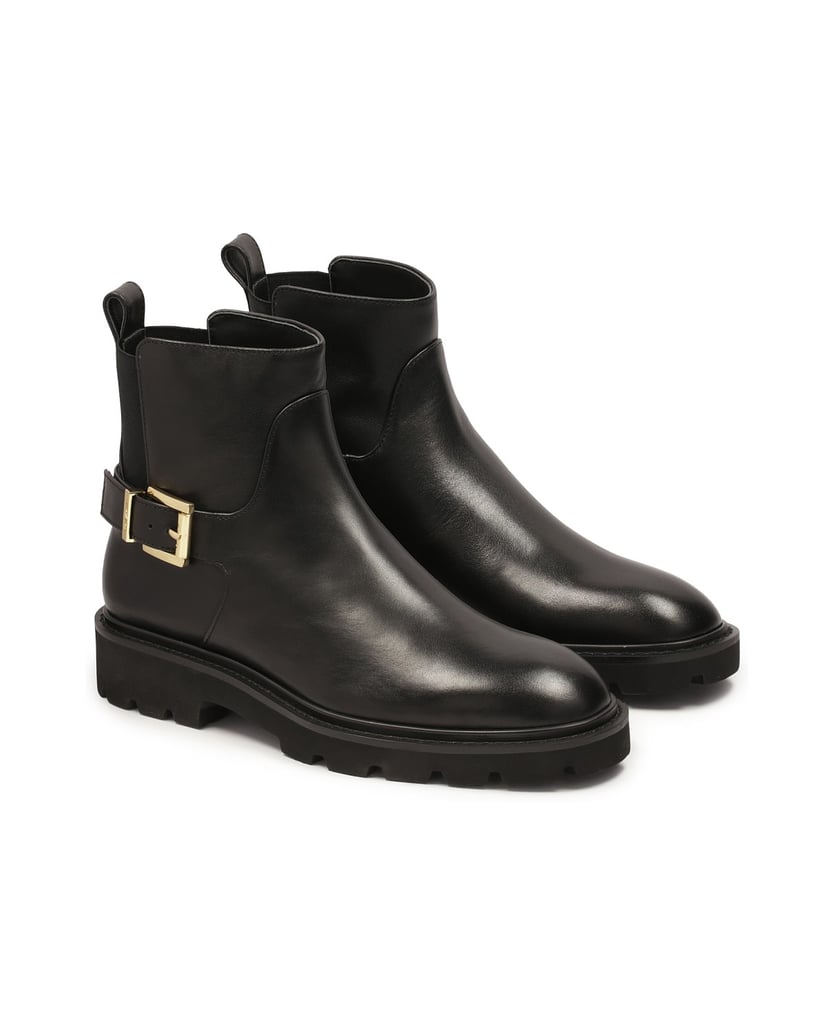 Kazar-Klassischer-Lederstiefel-mit-flacher-Soh-schwarz