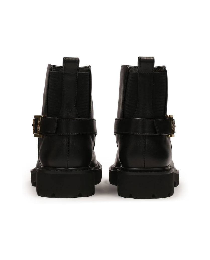 Kazar-Klassischer-Lederstiefel-mit-flacher-Soh-schwarz