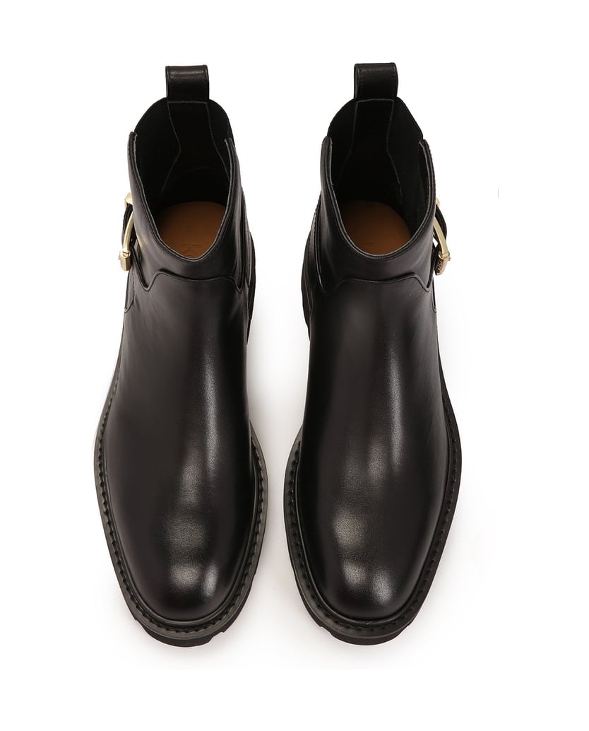 Kazar-Klassischer-Lederstiefel-mit-flacher-Soh-schwarz