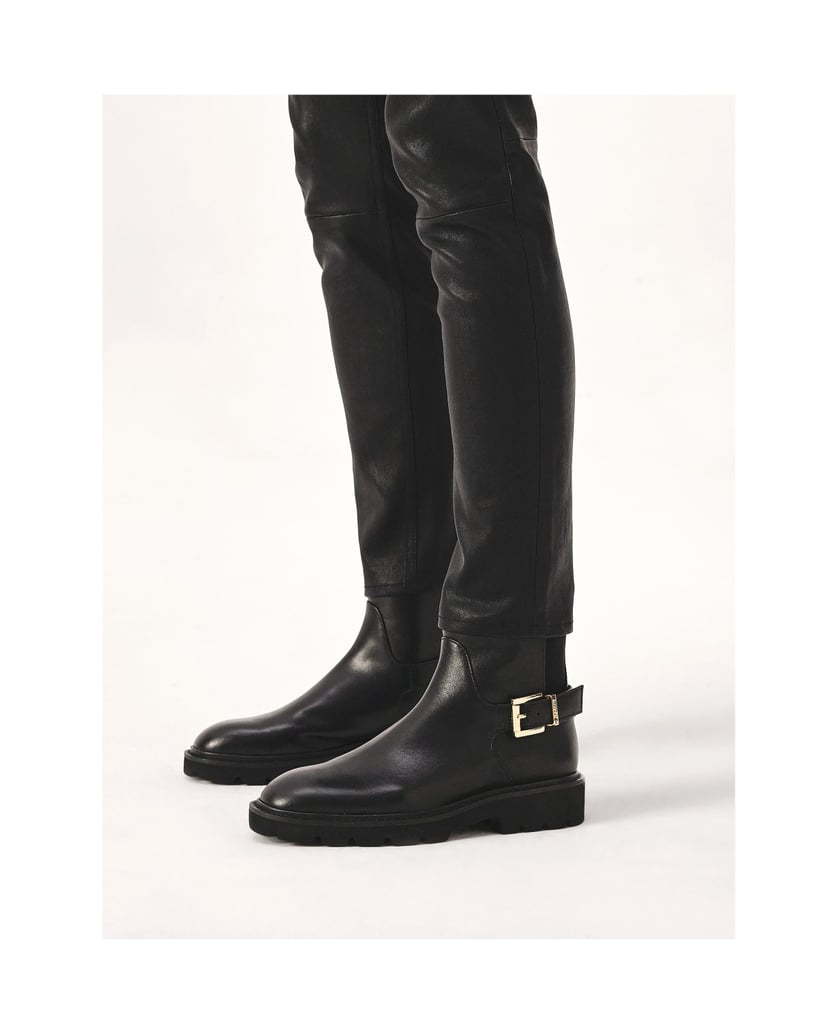 Kazar-Klassischer-Lederstiefel-mit-flacher-Soh-schwarz