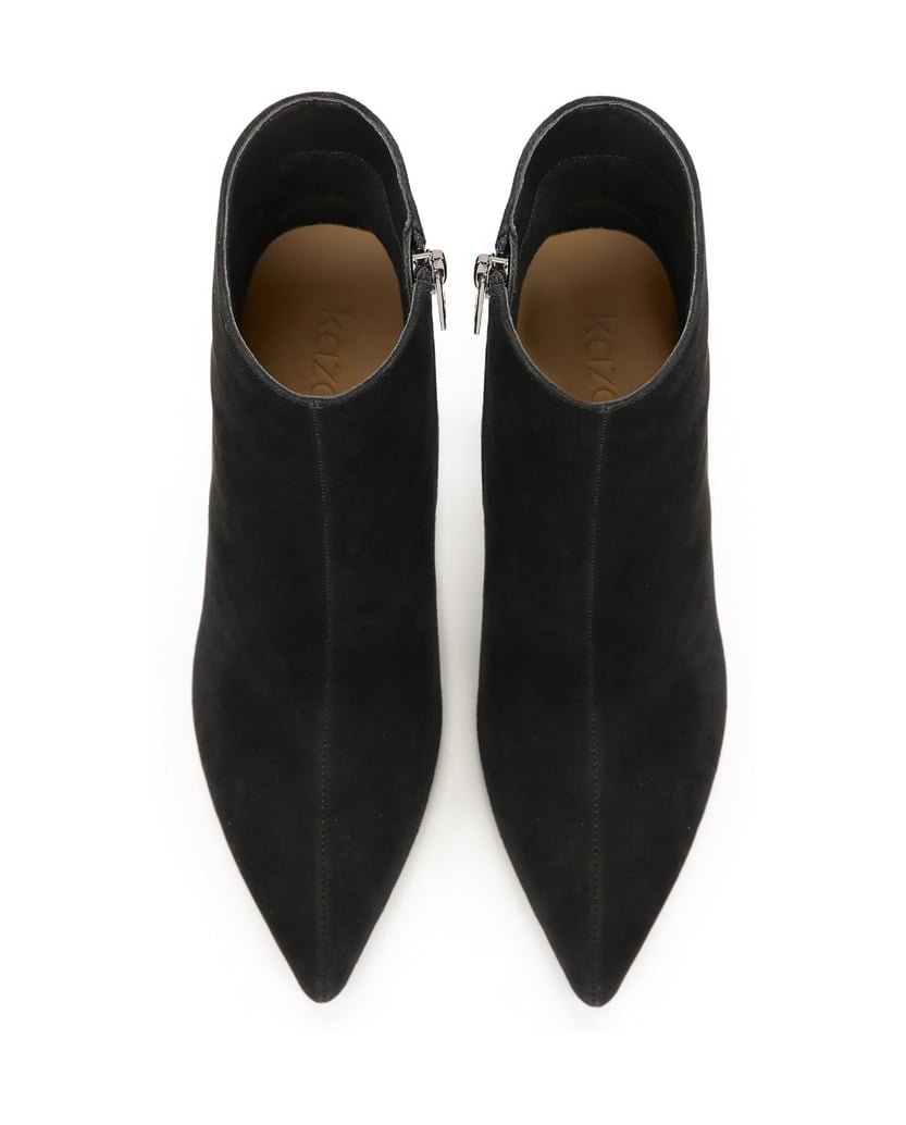 Kazar-Black-suede-boots-with-pointed-toe-nose-černá