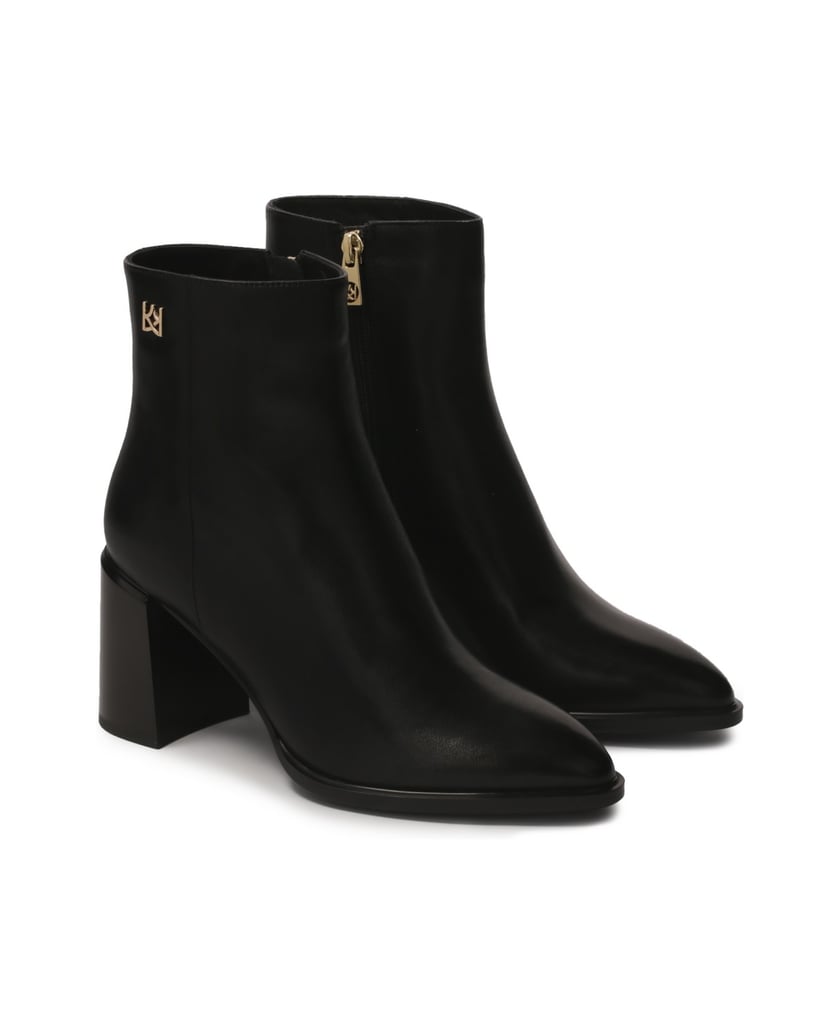 Kazar-Black-leather-boots-with-a-wide-heel-černá