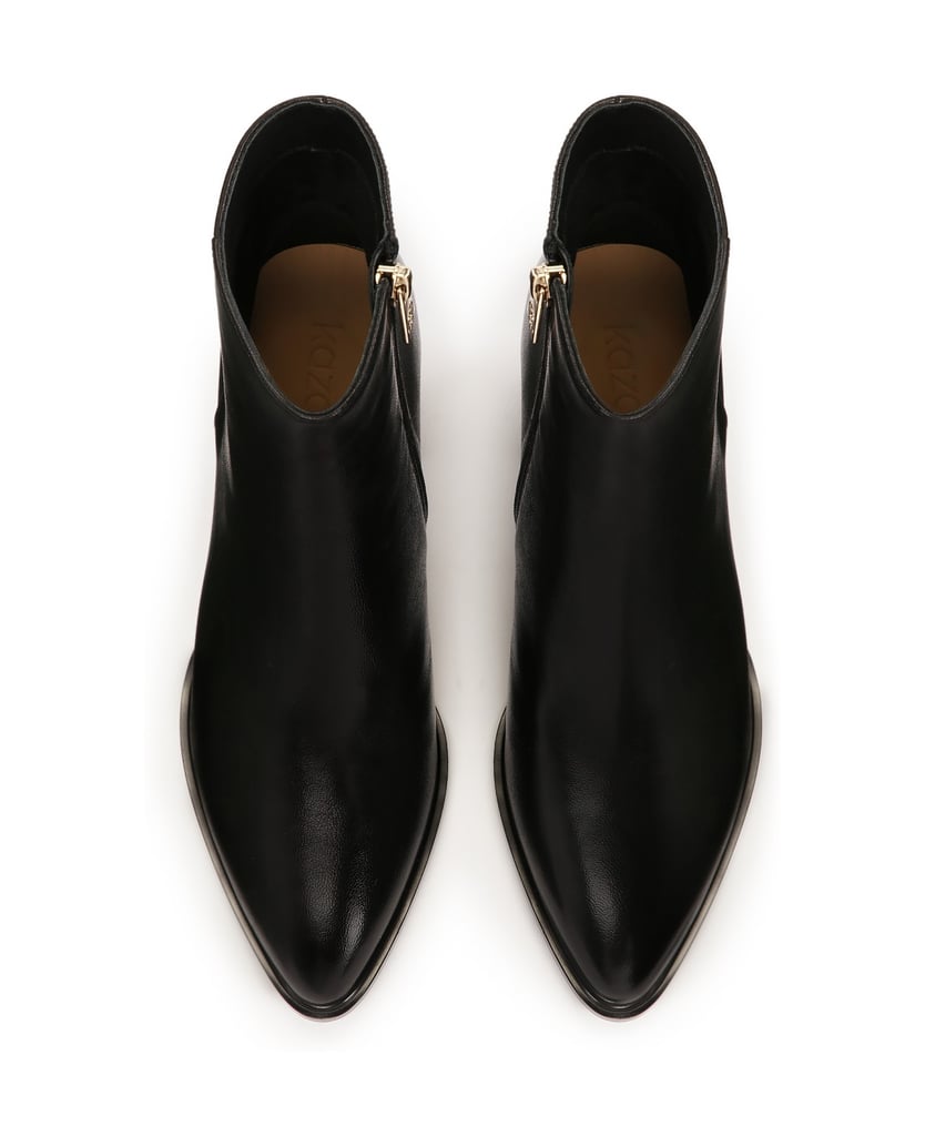 Kazar-Black-leather-boots-with-a-wide-heel-černá
