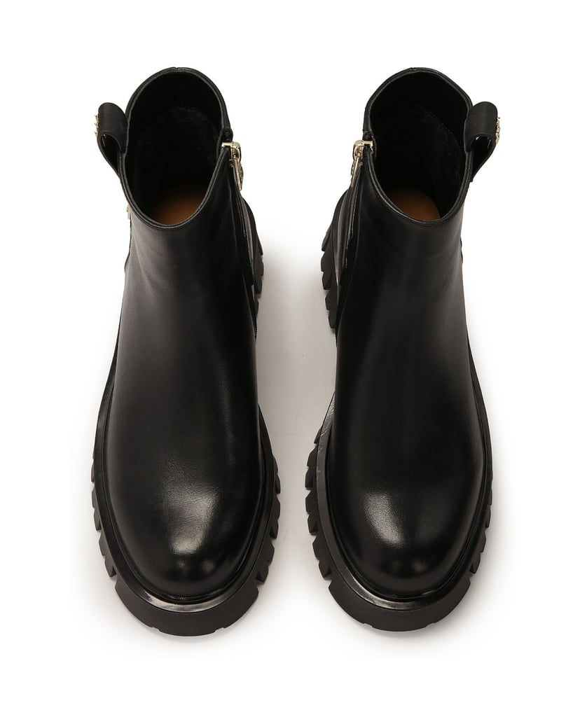 Kazar-Zipped-leather-boots-on-a-thick-sole-černá