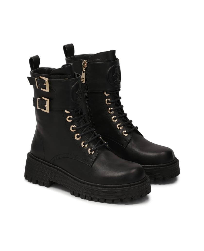 Kazar-High-boots-with-decorative-flap-čierna
