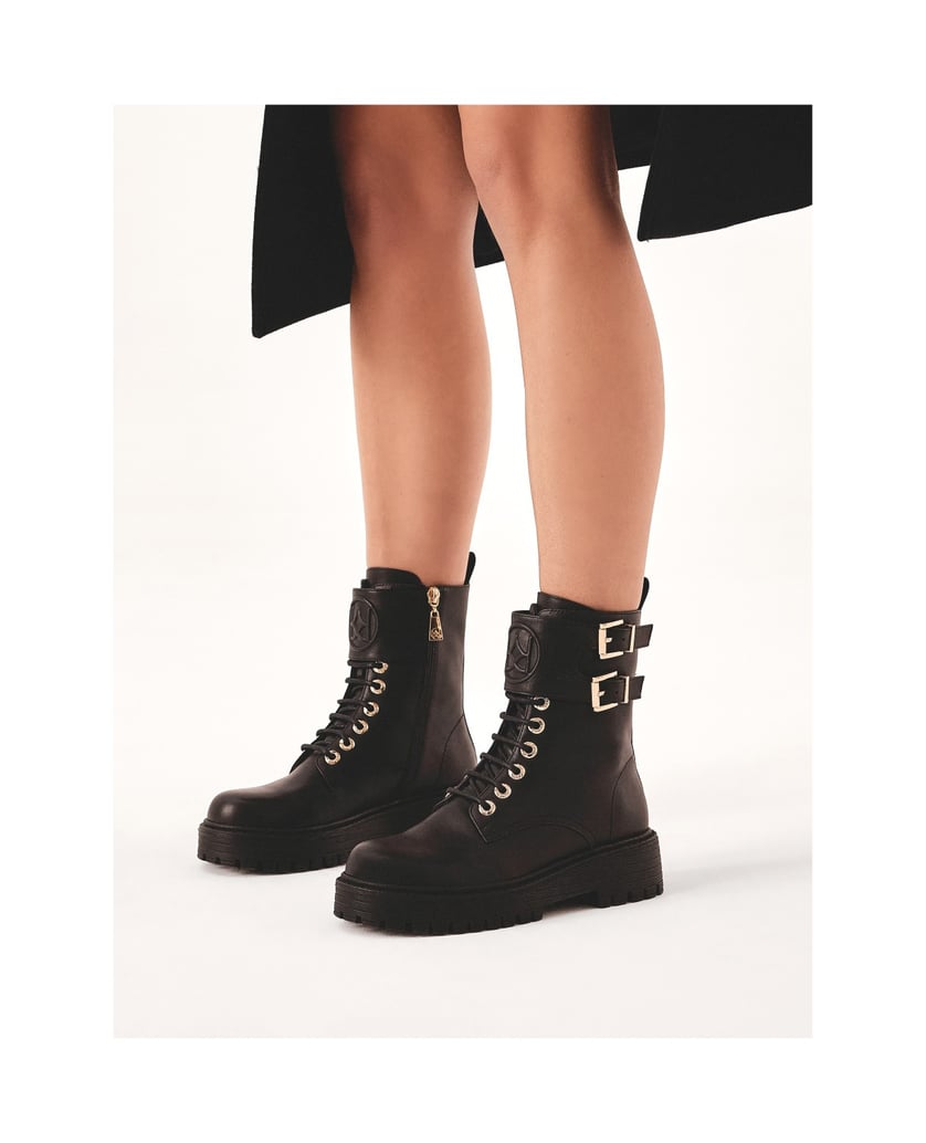 Kazar-High-boots-with-decorative-flap-čierna