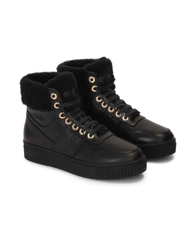 Kazar-Mit-Kunstfell-isolierte-Schnürstiefel-schwarz