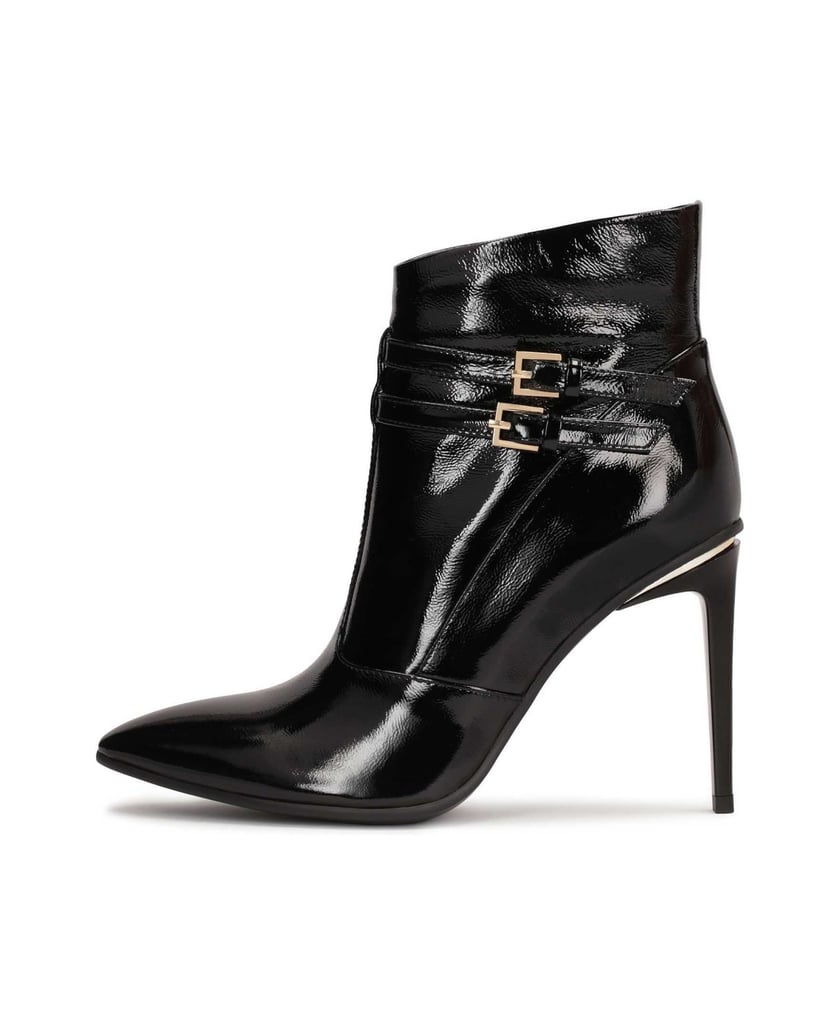 Kazar-Klassische-schwarze-Lacklederstiefel-mit-schwarz