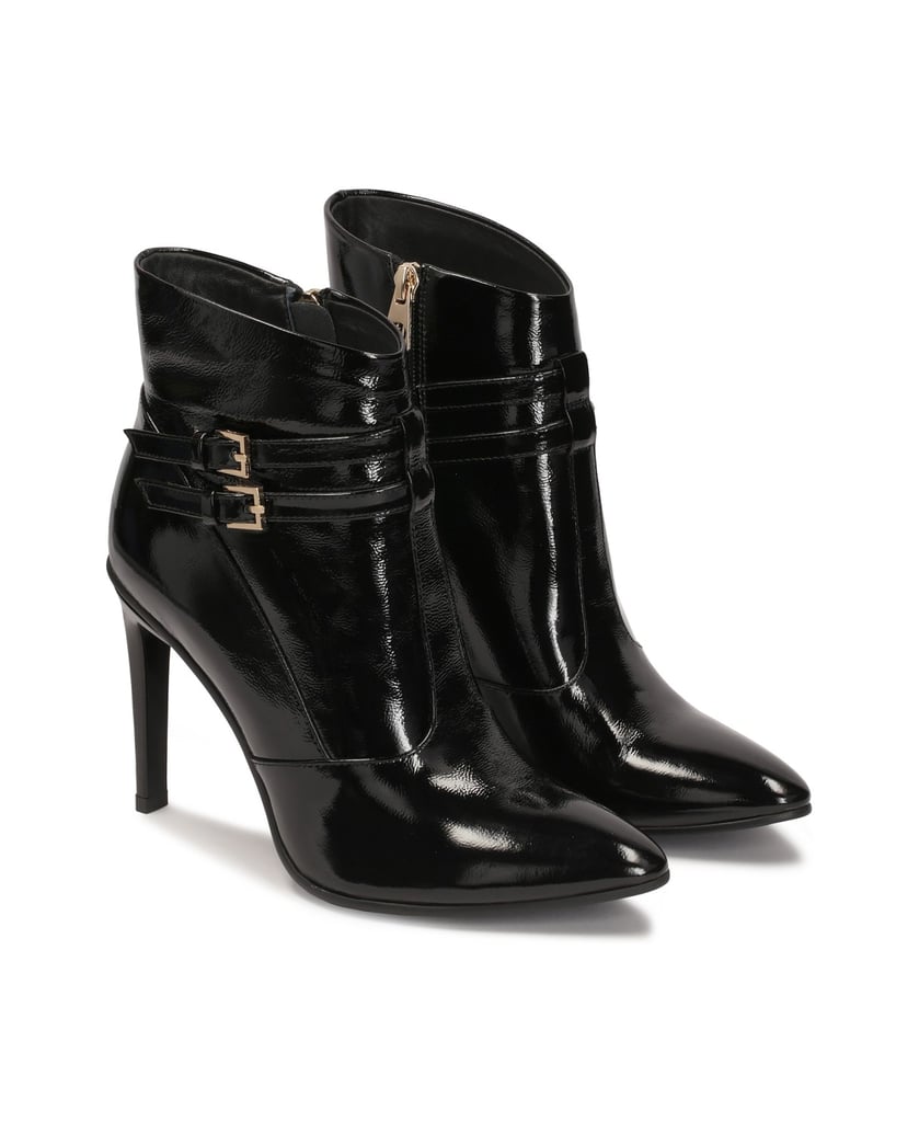 Kazar-Klassische-schwarze-Lacklederstiefel-mit-schwarz