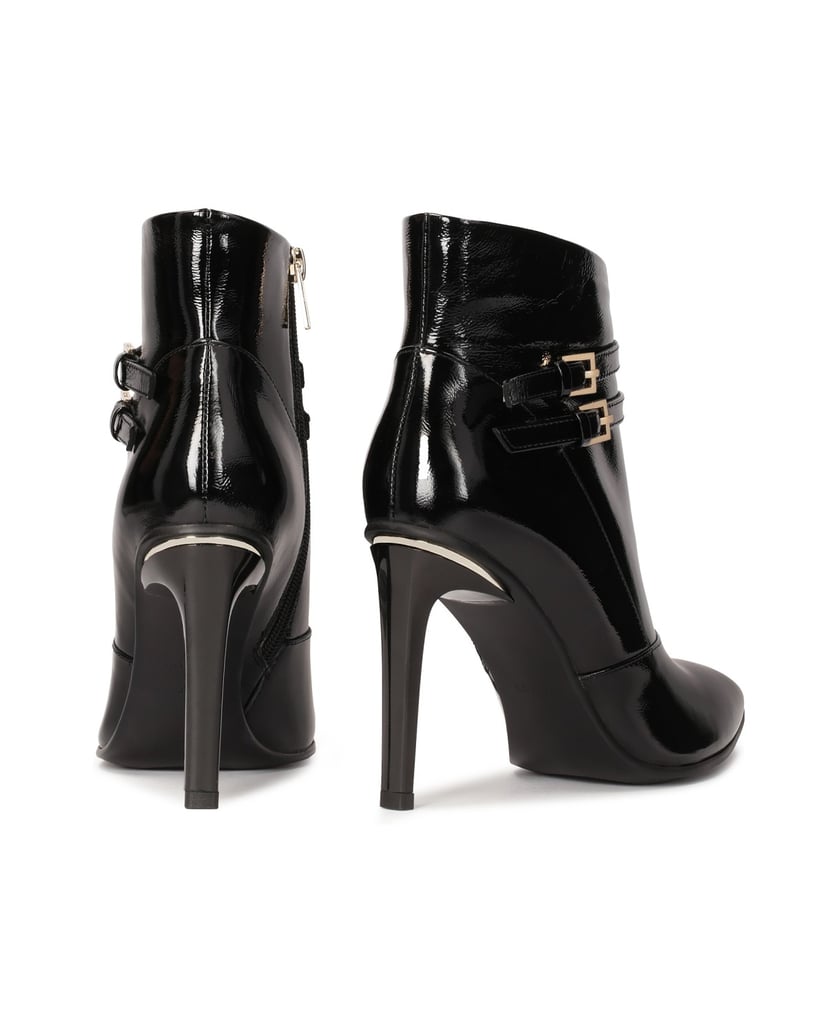 Kazar-Klassische-schwarze-Lacklederstiefel-mit-schwarz