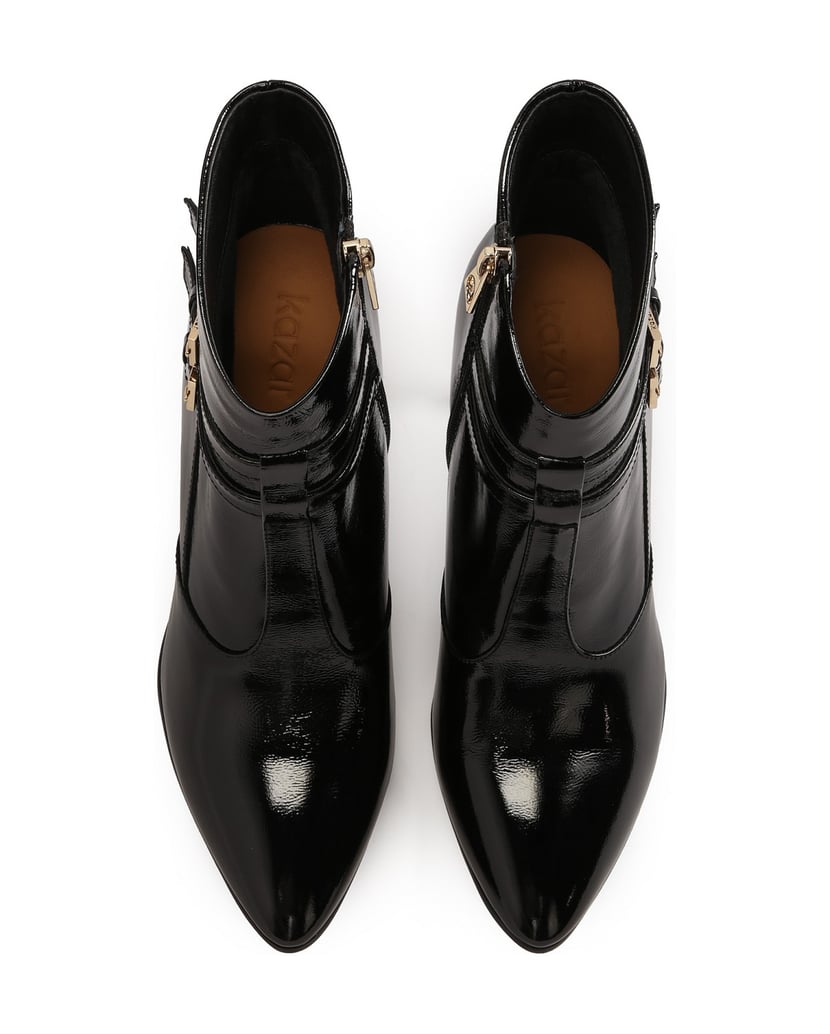 Kazar-Klassische-schwarze-Lacklederstiefel-mit-schwarz