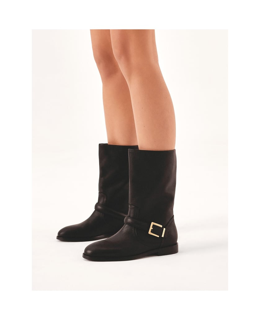 Kazar-Flat-slip-on-boots-in-black-leather-černá