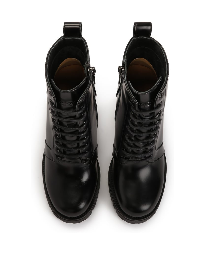 Kazar-Schnürstiefel-aus-Leder-auf-einem-hohen-schwarz