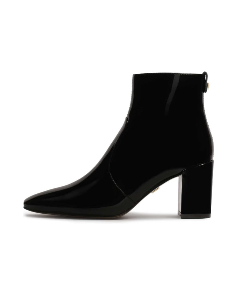 Kazar-Patent-leather-boots-with-extended-truncated-toes-černá