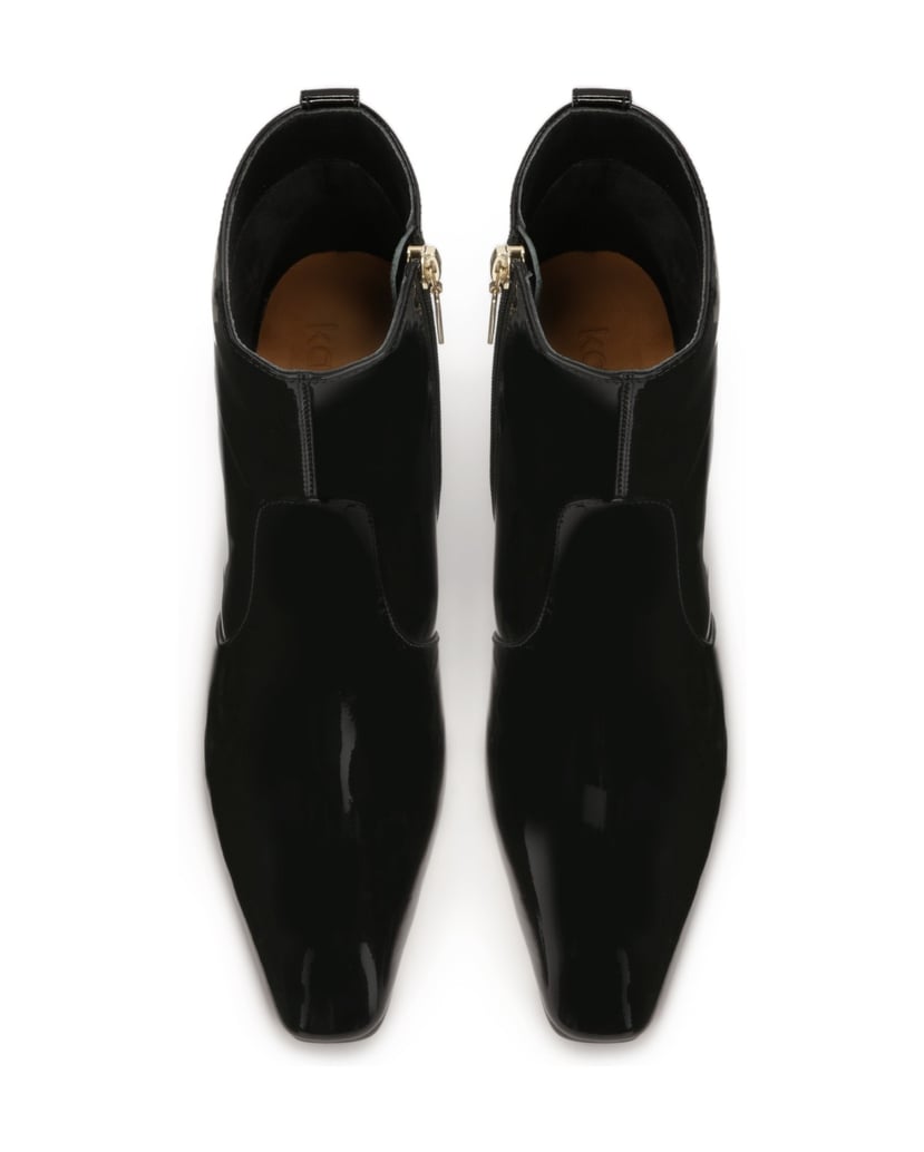 Kazar-Patent-leather-boots-with-extended-truncated-toes-černá