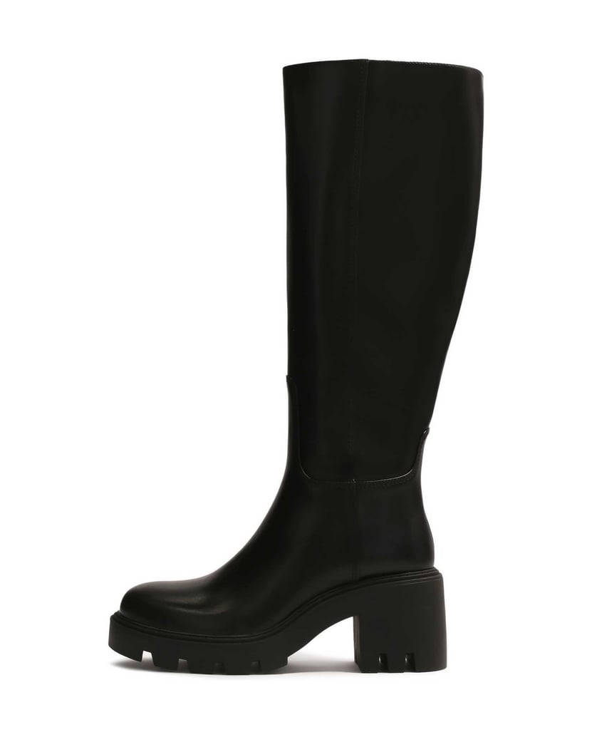 Kazar-Schwarze-Lederstiefel-mit-breiten-Absätz-schwarz