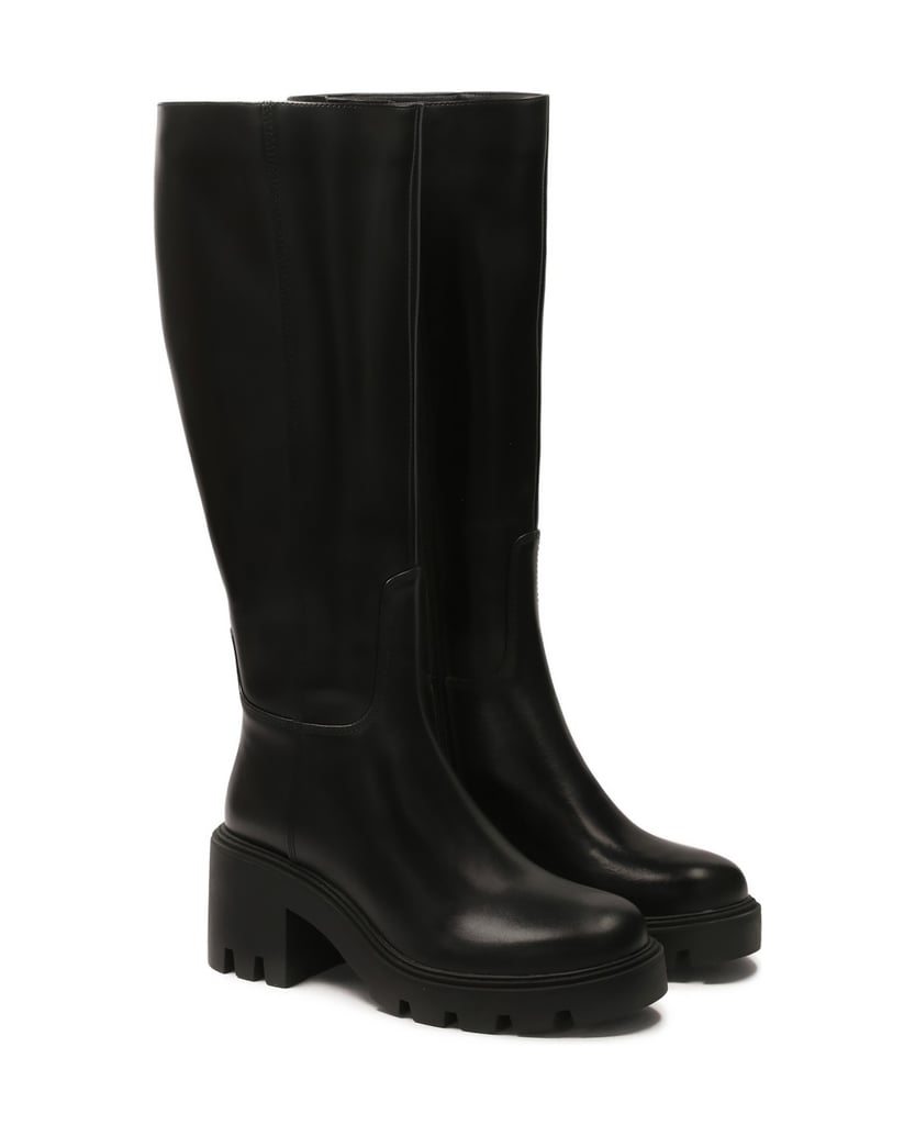 Kazar-Schwarze-Lederstiefel-mit-breiten-Absätz-schwarz