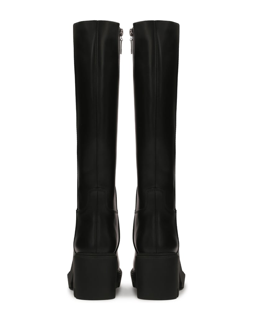 Kazar-Schwarze-Lederstiefel-mit-breiten-Absätz-schwarz