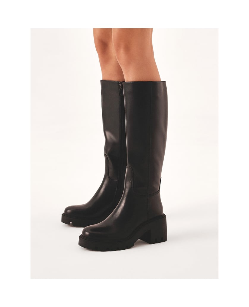 Kazar-Schwarze-Lederstiefel-mit-breiten-Absätz-schwarz