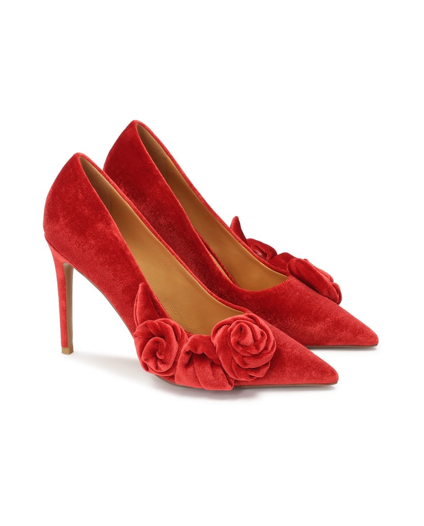 Kazar-Rote-Stoffpumps-mit-3D-Blumen-rot